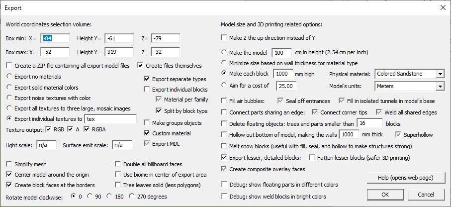 export dialog